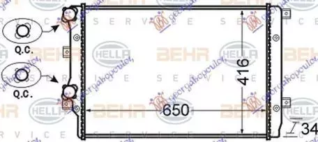 Ψυγείο Νερού 1.4 TSI/TFSI-1.9 TDI (Με/Χωρίς A/C) (Μηχανικό Σασμάν) (65x40.5) (Mahle Behr) Skoda Octavia 5 2004-2008 