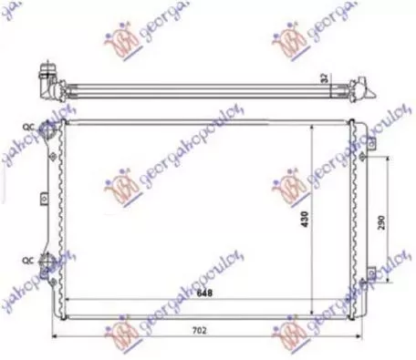 Ψυγείο Νερού 1.8 FSI/2.0 TFSI (65x45x3.2) (Brazed) Skoda Octavia 5 2004-2008 