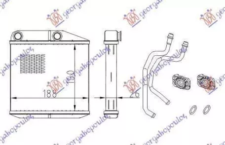 Ψυγείο Καλοριφέρ (Brazed) (Με/Χωρίς A/C) (16x18.8) (Τύπου Denso) (Με Σωλήνες) Opel Adam 2012-2019 