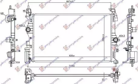 Ψυγείο Νερού 1.0 Turbo (Μηχανικό Σασμάν) (B10xFT 85 KW) (62x36.9x1.6) Opel Adam 2012-2019 