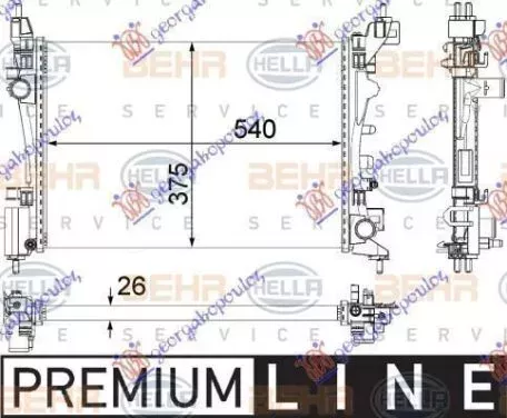 Ψυγείο Νερού 1.2/1.4 i 16V Βενζίνη (Μηχανικό Σασμάν) (54x37.8x2.4) (Mahle Behr Premium Line) Opel Adam 2012-2019 