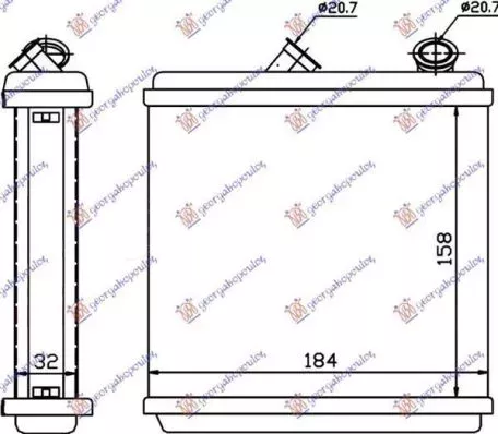 Ψυγείο Καλοριφέρ (Brazed) (Με/Χωρίς A/C) (16x18.5x3.2) Opel Astra F 1991-1994 