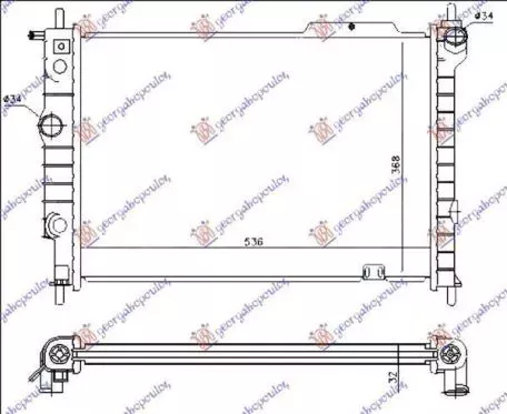 Ψυγείο Νερού 1.7 Diesel (53.5x37.5) Opel Astra F 1991-1994 