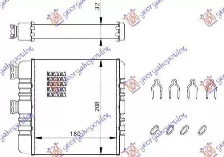 Ψυγείο Καλοριφέρ (Brazed) (Με/Χωρίς A/C) (18x20.8) (Τύπου Behr) (Με Λαστιχάκια & Ασφάλειες) Opel Astra G 1998-2004 