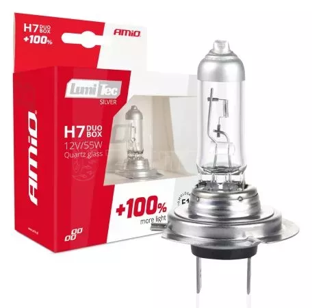 AMIO H7 12V 55W PX26d LUMITEC SILVER ΑΛΟΓΟΝΟΥ +100% UP TO 25m AMIO - 2 ΤΕΜ. 01403/AM 