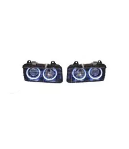 Μπροστινά Φανάρια Set Για Bmw 3 E36 Coupe / Sedan / Compact / Touring 90-99 Angel Eyes Μαύρα H7/H7 Carner 