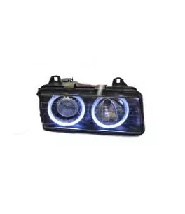 Μπροστινά Φανάρια Set Για Bmw 3 E36 Coupe / Sedan / Compact / Touring 90-99 Angel Eyes Μαύρα H7/H7 Carner 