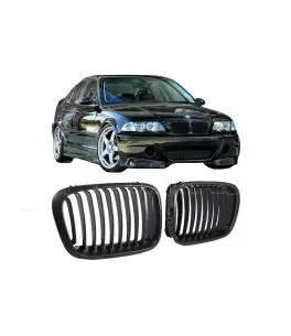 Καρδιές Μάσκας Για Bmw 3 E46 99-01 Sedan/Touring/Compact Μαύρο Ματ Με 10 Γραμμές 2 Τεμάχια 