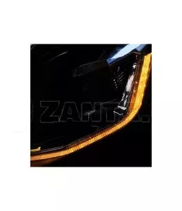 Μπροστινά Φανάρια Set Για Vw Golf VI (6) 08-12 DRL & Led Signal Dynamic Look Golf 7,5 Μαύρα Με ασημί Γραμμή H7 Με Μοτέρ Carner 