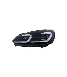 Μπροστινά Φανάρια Set Για Vw Golf VI (6) 08-12 DRL & Led Signal Dynamic Look Golf 7,5 Μαύρα Με ασημί Γραμμή H7 Με Μοτέρ Carner 