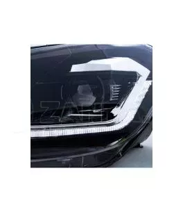 Μπροστινά Φανάρια Set Για Vw Golf VI (6) 08-12 DRL & Led Signal Dynamic Look Golf 7,5 Μαύρα Με ασημί Γραμμή H7 Με Μοτέρ Carner 