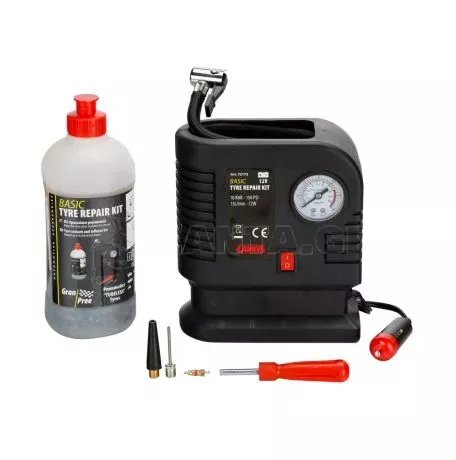 Lampa ΚΟΜΠΡΕΣΕΡ ΑΕΡΑ BASIC TYRE REPAIR KIT ΜΕ ΥΓΡΟ ΕΠΙΣΚΕΥΗΣ ΕΛΑΣΤΙΚΩΝ 500ml ΜΕ ΜΑΝΟΜΕΤΡΟ 12V 300cmΚΑΛΩΔΙΟ LAMPA - 1 Tεμ. L7217.2 