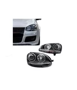 Μπροστινά Φανάρια Set Για Vw Golf V (5) 03-08 / Jetta GTI R32 Look Projectors Μαύρα H7/H7 Με Μοτέρ Depo 