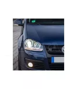 Μπροστινά Φανάρια Set Για Vw Golf V (5) 03-08 / Jetta GTI R32 Look Projectors Μαύρα H7/H7 Με Μοτέρ Depo 