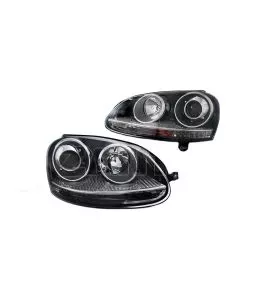 Μπροστινά Φανάρια Set Για Vw Golf V (5) 03-08 / Jetta GTI R32 Look Projectors Μαύρα H7/H7 Με Μοτέρ Depo 