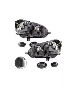 Μπροστινά Φανάρια Set Για Vw Golf V (5) 03-08 / Jetta GTI R32 Look Projectors Μαύρα H7/H7 Με Μοτέρ Depo 