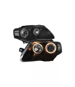 Μπροστινά Φανάρια Set Για Vw Passat B6 3C 05-10 Angel Eyes Μαύρα H7/H7 Με Μοτέρ Depo 