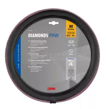 Lampa ΚΑΛΥΜΜΑ ΤΙΜΟΝΙΟΥ DIAMONDS PINK (Μ) 37/39cm ΣΥΝΘΕΤΙΚΟ ΔΕΡΜΑ SKEENTEX ΜΑΥΡΟ/POZ LAMPA  - 1 ΤΕΜ. L3317.3 