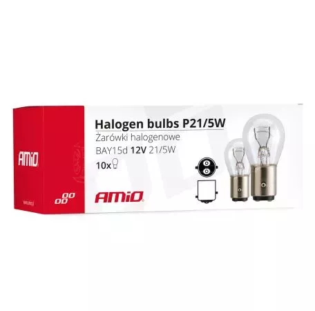 AMIO ΛΑΜΠΑΚΙΑ ΑΛΟΓΟΝΟΥ P21/5W 12V 21/5W BAY15d ΔΙΠΟΛΙΚΟ (STOP) ΑΜΙΟ - 10 ΤΕΜ. 01488/AM 