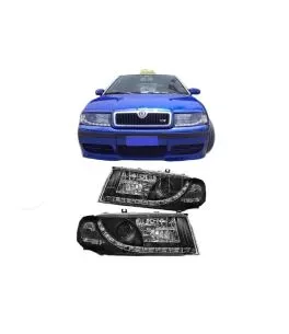 Μπροστινά Φανάρια Set Για Skoda Octavia 1U 00-10 DRL Μαύρα H1/H1/H7 Sonar 