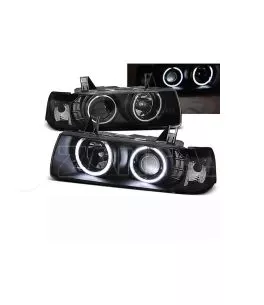 Μπροστινά Φανάρια Set Για Bmw 3 E36 90-99 Coupe / Cabrio ccfl Angel Eyes Μαύρα H3/H1 Eagle Eyes 