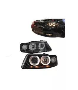 Μπροστινά Φανάρια Set Για Audi A3 8L 00-03 Angel Eyes Μαύρα H7/H7 Depo 