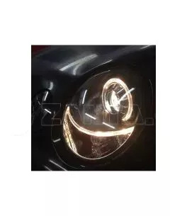 Μπροστινά Φανάρια Set Για Vw Polo 9N 01-05 Angel Eyes Μαύρα H7/H7 Με Μοτέρ Depo 