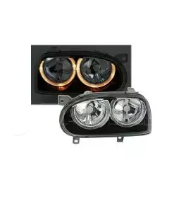 Μπροστινά Φανάρια Set Για Vw Golf 3 92-98 Angel Eyes Μαύρα H7/H7 Depo 