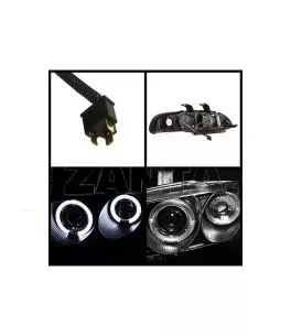 Μπροστινά Φανάρια Set Για Honda Civic 92-95 2D/3D Angel Eyes & Led Μαύρα H1/H1 Manual Sonar 