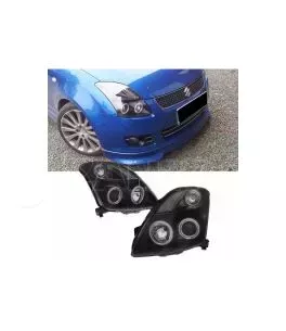 Μπροστινά Φανάρια Set Για Suzuki Swift 05-10 ccfl Angel Eyes Μαύρα H1/H1Sonar 