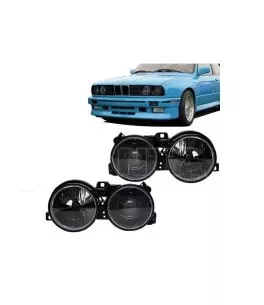 Μπροστινά Φανάρια Set Για Bmw 3 E30 82-94 Projectors Μαύρα Με Σταυρό H1/H1 Depo 