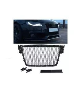 Μάσκα Για Audi A4 B8 08-11 RS4 Look Κυψελωτή Γυαλιστερό Μαύρο 1 Τεμάχιο 