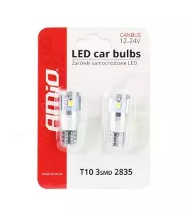 T10 12/24V W2,1x9,5d ΛΕΥΚΟ 5.600K 3SMDx2835​ LED AMIO - 2 ΤΕΜ. 