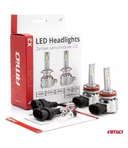 ΛΑΜΠΕΣ LED H8/H9/H11 10-16V 72W 6.500K 7920lm  (ΑΝΕΜΙΣΤΗΡΑΚΙ) X2 SERIES AMIO - 2ΤΕΜ. 