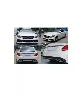 Body Kit Για Mercedes-Benz C-Class W205 14-18 Sedan Amg C63 Look Με Μάσκα & Μπούκες 