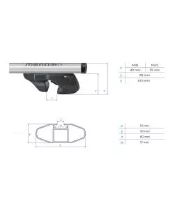 ΜΠΑΡΕΣ ΟΡΟΦΗΣ ΑΛΟΥΜΙΝΙΟΥ JACKSON SILVER 120 cm ΣΕ ΑΣΗΜΙ ΧΡΩΜΑ ΓΙΑ ΟΡΟΦΗ ΜΕ RAISED RAILS MENABO - 2 ΤΕΜ. 