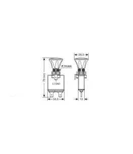 ΔΙΑΚΟΠΤΗΣ PUSH-PULL 14,2mm 12/24V 50A ΜΕ ΚΟΚΚΙΝΟ LED 