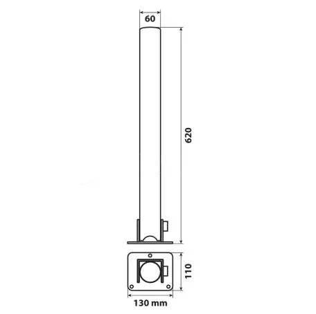 Lampa ΜΠΑΡΑ ΣΤΑΘΜΕΥΣΗΣ/ΣΤΥΛΟΣ ΠΑΡΚΙΝΓΚ 620 Χ 60 mm ΜΕ ΚΛΕΙΔΙ ΚΑΙ ΒΑΣΗ 130 Χ 110 mm - 1 ΤΕΜ. L6210.9 