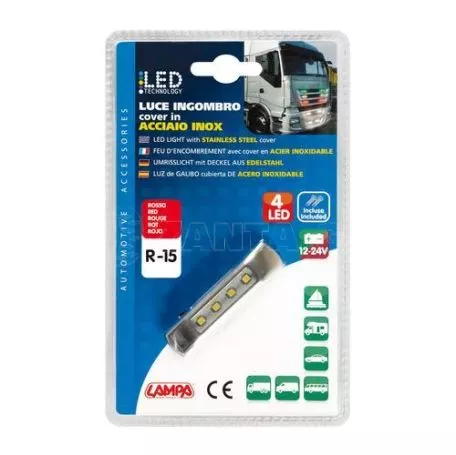 Lampa ΦΩΣ ΟΓΚΟΥ ΦΟΡΤΗΓΟΥ 4LED ΚΟΚΚΙΝΟ 12/24V 70x16x11mm ΑΔΙΑΒΡΟΧΟ 1ΤΕΜ. L4149.1 