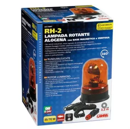 Lampa Φάρος RH-2 12V/24V Μαγνητικός με φις αναπτήρα Πορτοκαλί 130x195mm L7300.1 