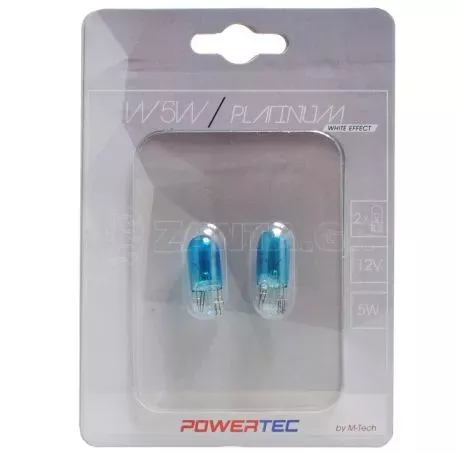 M-tech W5W 12V 5W (T10) W2.1x9.5d POWERTECK PLATINUM 2ΤΕΜ. M-TECH PTZPT12-02B/MT 