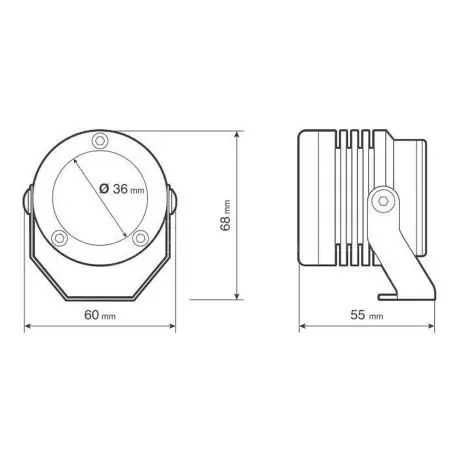 Lampa ΠΡΟΒΟΛΕΙΣ ΣΤΡΟΓΓΥΛΟΙ  ΜΕ ΒΑΣΗ O-LUX 1LED SMD 6000K 1800LM 12V 18W  ΚΑΡΦΙ 36Δχ68Υχ55Β mm  ΜΑΥΡΑ 2 ΤΕΜ 9053.3-LM 