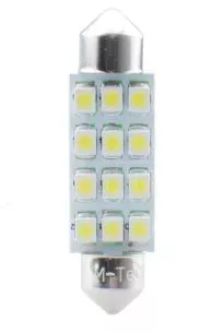 M-tech ΛΑΜΠΑΚΙΑ ΠΛΑΦΟΝΙΕΡΑΣ C5W/C10W 12V 0,96W SV8,5 41mm PREMIUM LED 12xSMD3528 ΛΕΥΚΟ 1ΤΕΜ. L030W/MT 